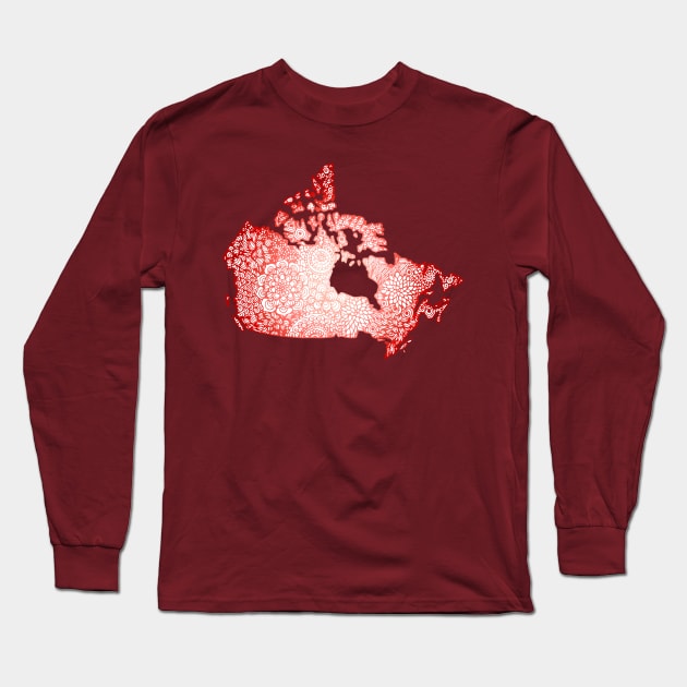 Mandala Map of Canada Long Sleeve T-Shirt by julieerindesigns